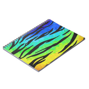 Tiger Black and Rainbow Print Notebook
