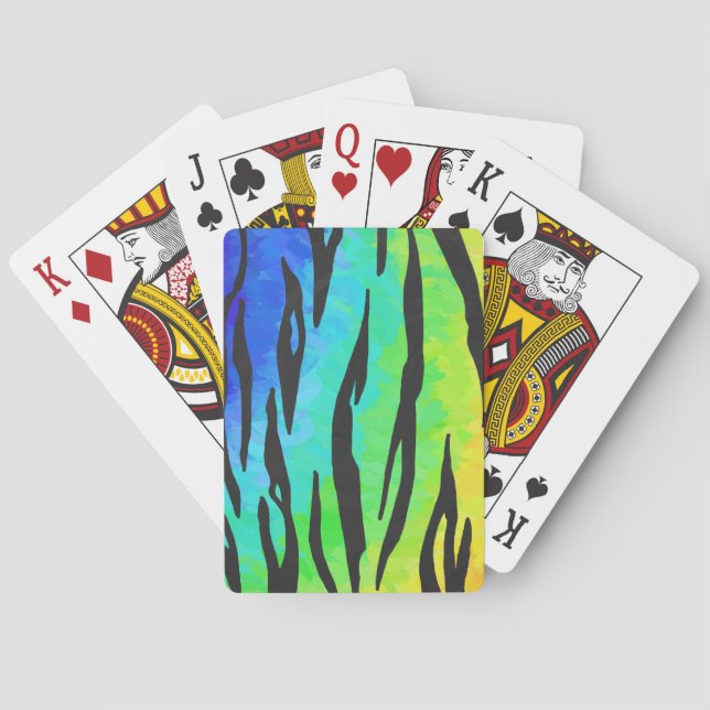 Tiger Black and Rainbow Print Playing Cards (Back)
