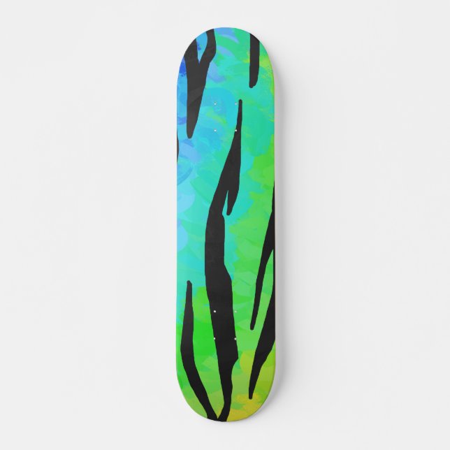 Tiger Black and Rainbow Print Skateboard (Front)
