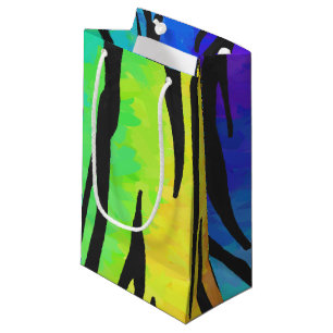 Tiger Black and Rainbow Print Small Gift Bag