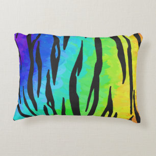 Tiger Black and Rainbow Stuff Decorative Cushion