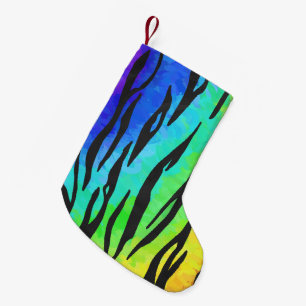 Tiger Black and Rainbow Stuff Small Christmas Stocking