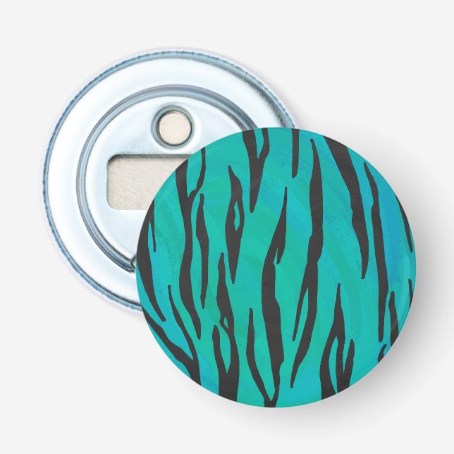 Tiger Black and Teal Print Bottle Opener (Front)