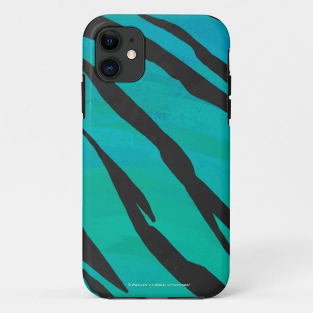 Tiger Black and Teal Print Case-Mate iPhone Case (Back)