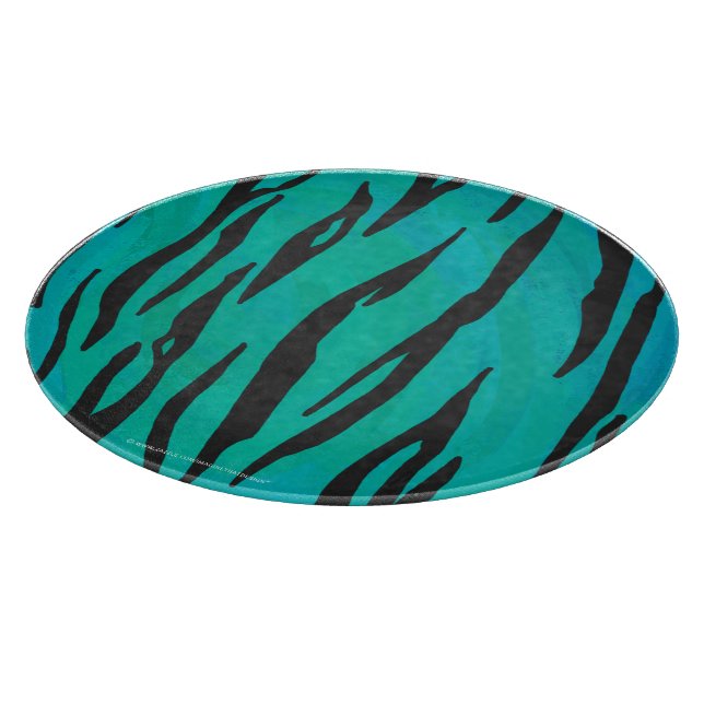 Tiger Black and Teal Print Cutting Board (Corner)