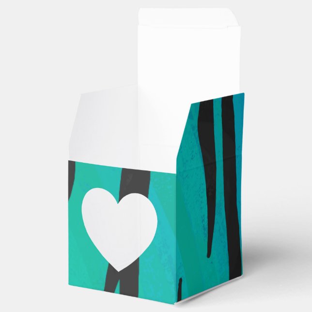 Tiger Black and Teal Print Favour Box (Opened)