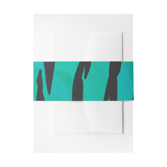 Tiger Black and Teal Print Invitation Belly Band (Front Example)
