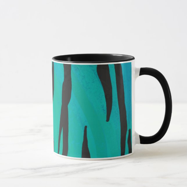 Tiger Black and Teal Print Mug (Right)