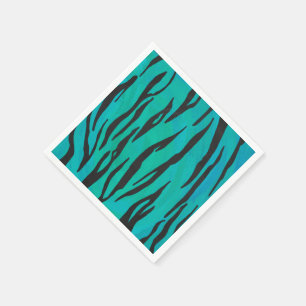 Tiger Black and Teal Print Napkin