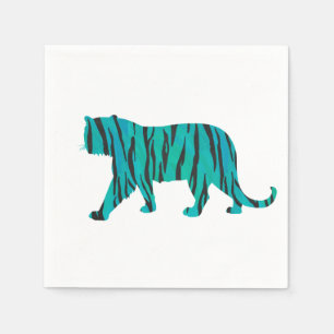 Tiger Black and Teal Print Napkin