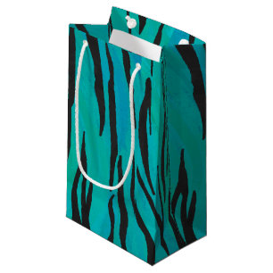 Tiger Black and Teal Print Small Gift Bag