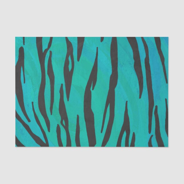 Tiger Black and Teal Print Tissue Paper (Front)