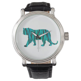 Tiger Black and Teal Print Watch