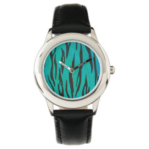Tiger Black and Teal Print Watch
