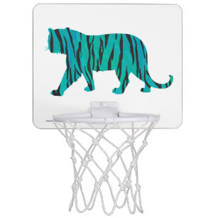 Tiger Black and Teal Silhouettes Mini Basketball Hoop