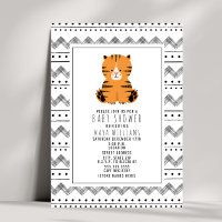 Tiger Black And White Pattern Baby Shower