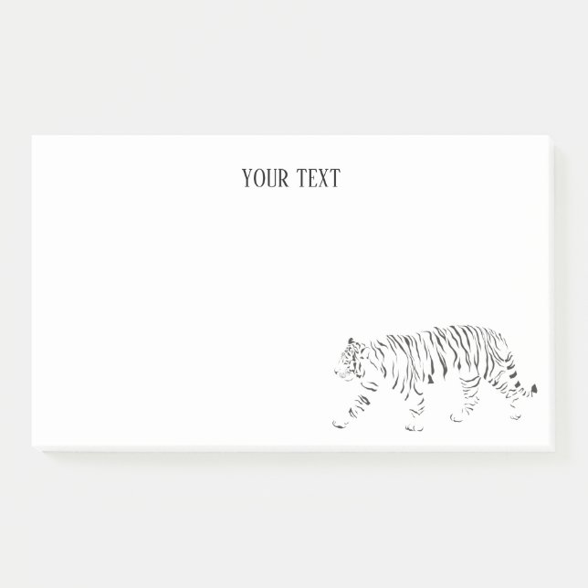 Tiger black and white personalised post-it notes (Front)
