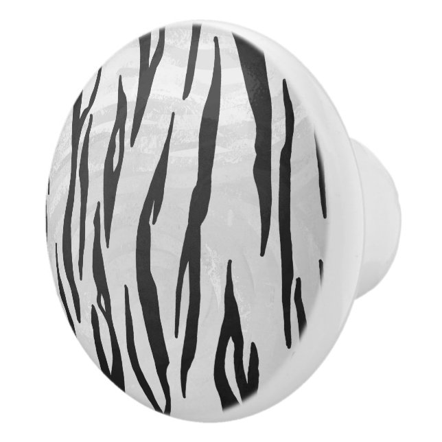 Tiger Black and White Print Ceramic Knob (Right)