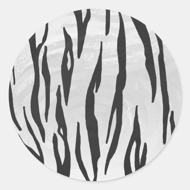 Tiger Black and White Print Classic Round Sticker (Front)
