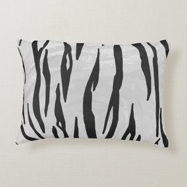 Tiger Black and White Print Decorative Cushion (Back)