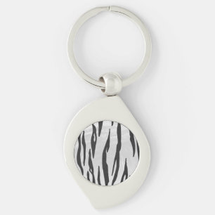 Tiger Black and White Print Key Ring