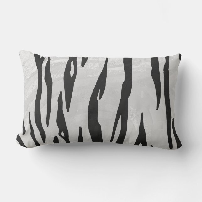 Tiger Black and White Print Lumbar Cushion (Front)