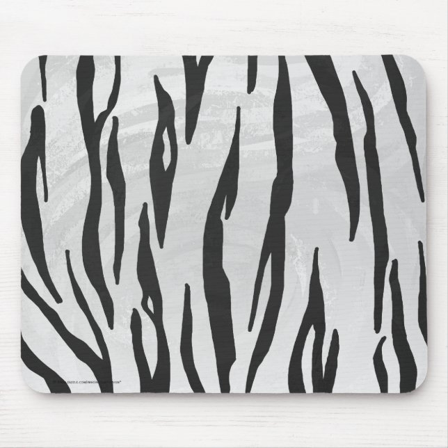 Tiger Black and White Print Mouse Mat (Front)