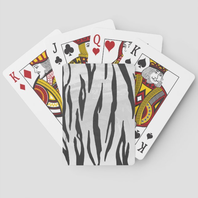Tiger Black and White Print Playing Cards (Back)