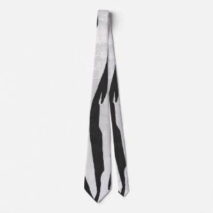 Tiger Black and White Print Tie