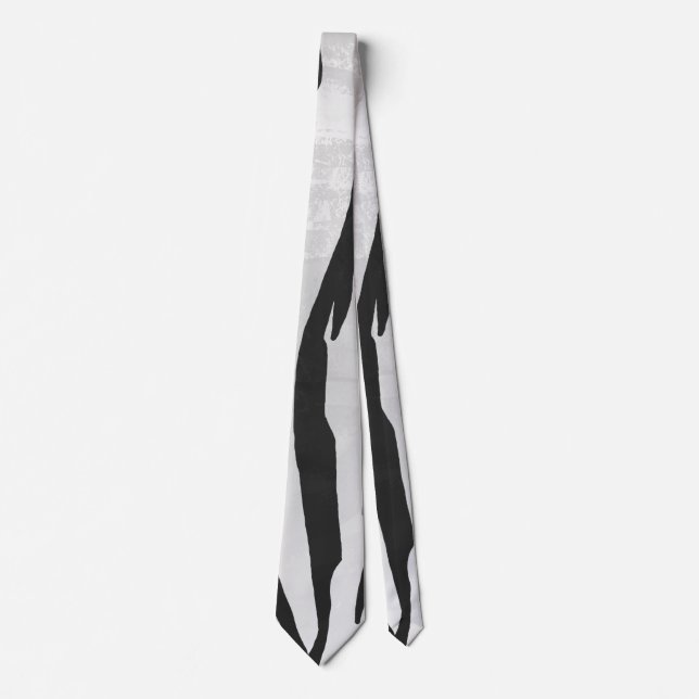 Tiger Black and White Print Tie (Front)