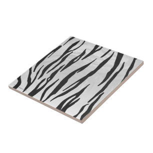 Tiger Black and White Print Tile