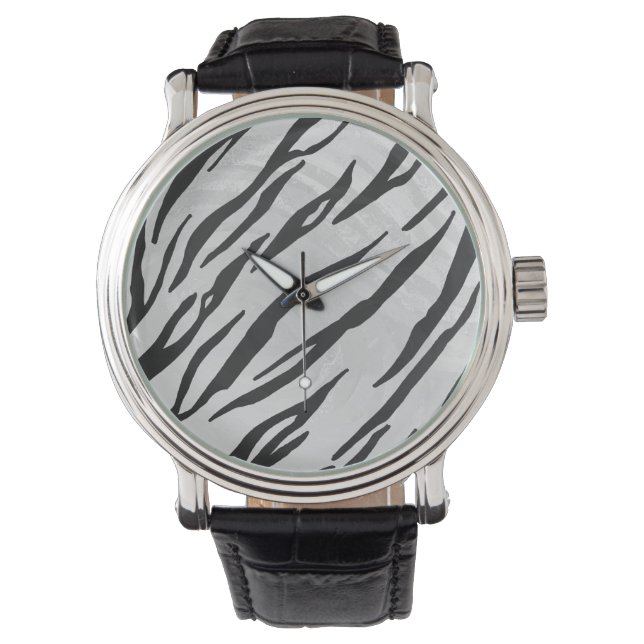 Tiger Black and White Print Watch (Front)