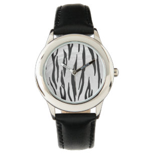 Tiger Black and White Print Watch