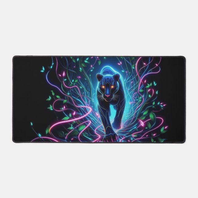 Tiger Blacklight Design Workstation Desk Mat (Front)