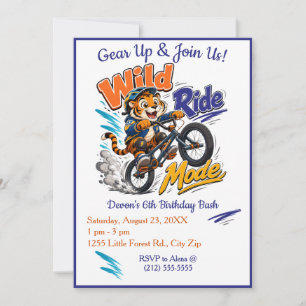 Tiger BMX Bike Birthday Party for Boys Invitation