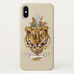 Tiger Boho Style Portrait iPhone X Case