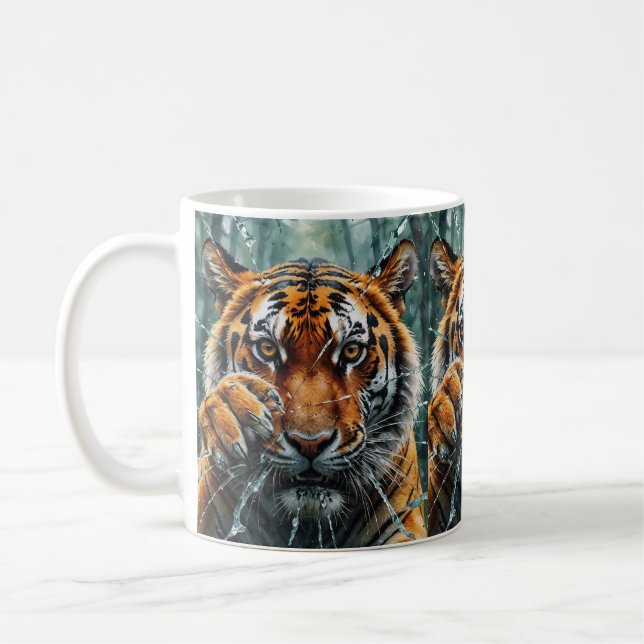 Tiger breaking through  coffee mug (Left)