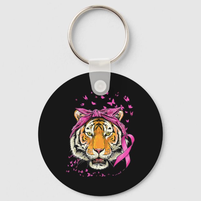 Tiger Breast Cancer Awareness Pink Ribbon Cancer S Key Ring (Front)
