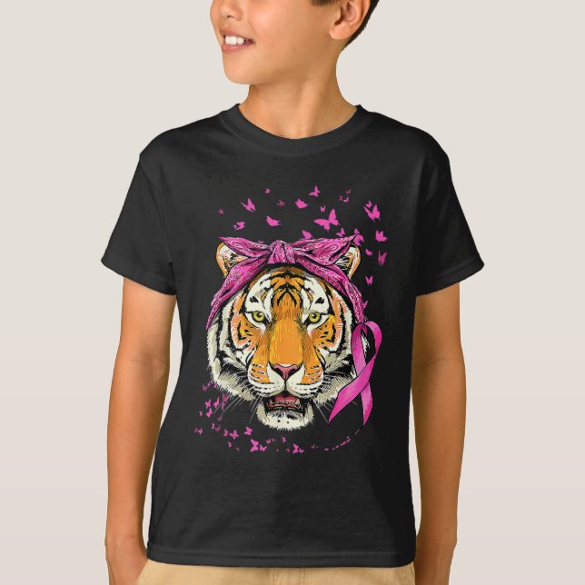 Tiger Breast Cancer Awareness Pink Ribbon Cancer S T-Shirt (Front)