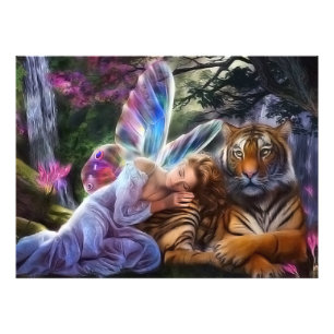 Tiger & butterfly photo print