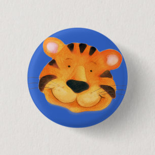 Tiger button - orange & blue