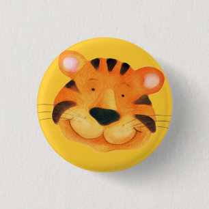 Tiger button - orange & yellow