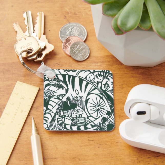 Tiger by Franz Marc, Vintage Expressionism Art Key Ring (Desk)