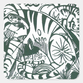 Tiger by Franz Marc, Vintage Expressionism Art Square Sticker