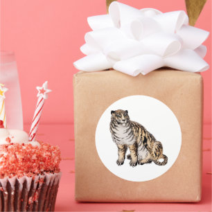 Tiger by Kono Bairei (1844-1895). Classic Round Sticker