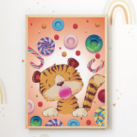 Tiger Candy Nursery Print Kids Room Poster