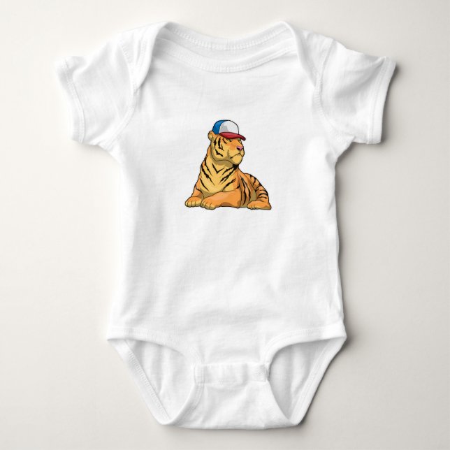 Tiger Cap Baby Bodysuit (Front)