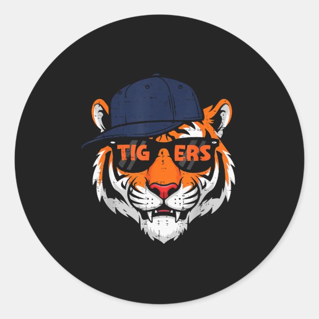 Tiger Cap Boys Youth Teen Kids Men Women Girls  Classic Round Sticker (Front)