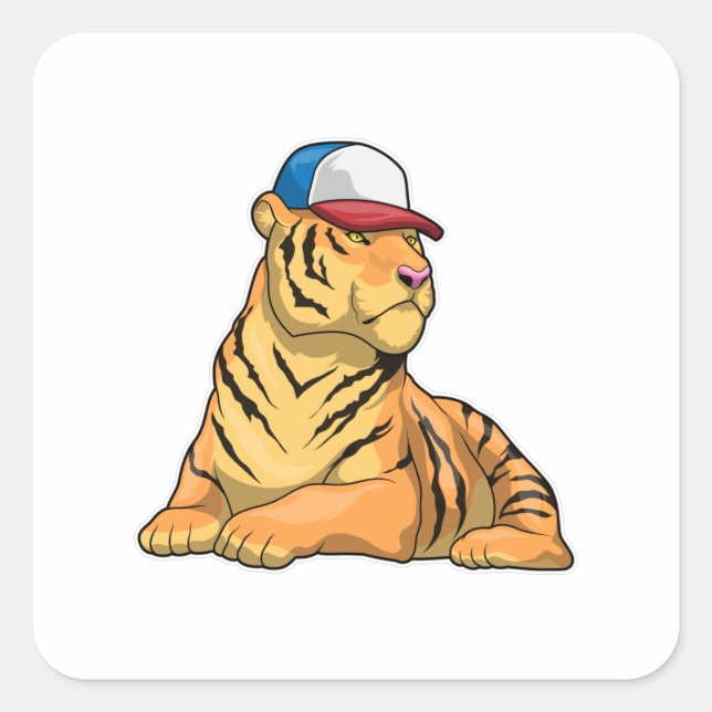 Tiger Cap Square Sticker (Front)