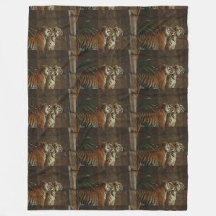 Tiger Cat Animal Print Personalise Anniversaries Fleece Blanket